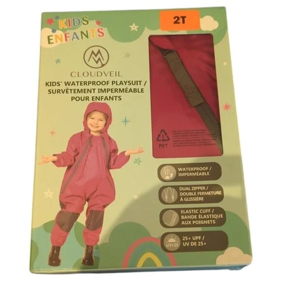 NEW Cloudveil Kids' Waterproof Playsuit | Pink - Picture 1 of 4